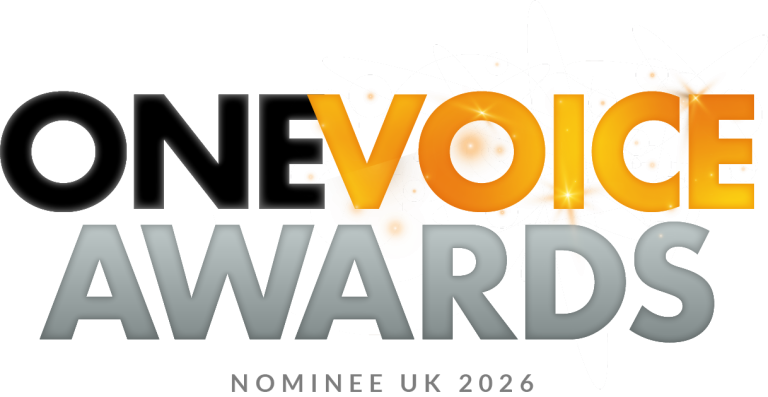 Image of a Nominee badge for the 2026 One Voice Awards UK